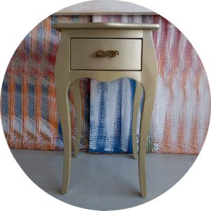 Mesilla de 1 cajón isabelina champán, champán-blanco o blanco