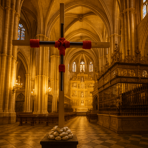 Cruz de Tres Clavos de Acero sobre Madera - Imagen 2