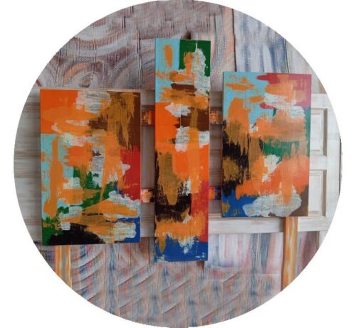 Cabecero, único,  elaborado a mano con textura y pintado con pintura acrilica a mano