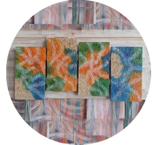 Cabecero, único,  elaborado a mano con textura y pintado con pintura acrilica a mano